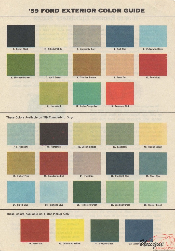 1959 Ford Paint Charts Corporate